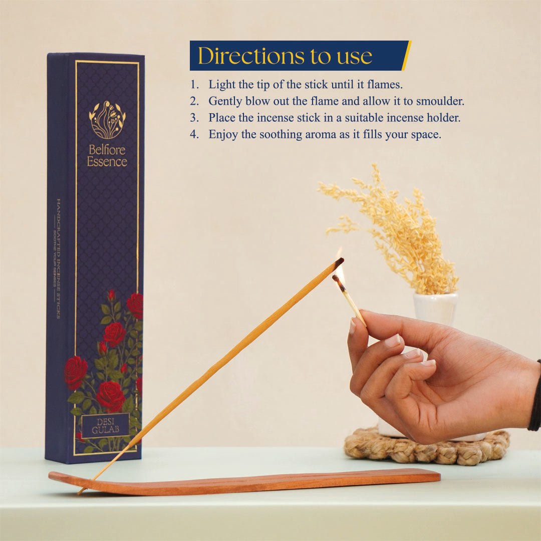 Belfiore Essence - Premium Incense Desi Gulab Sticks (35 Sticks)