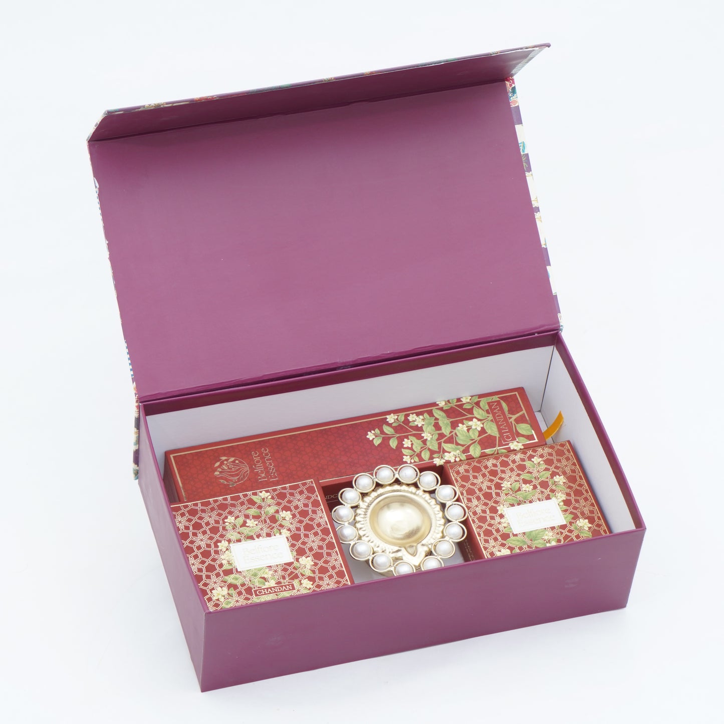 Pearl Aura Sacred Hamper by Belfiore Essence | Pearl Diya, Premium Incense Sticks, Cones & Bambooless Incense | Luxury Spiritual Gift Belfiore Essence