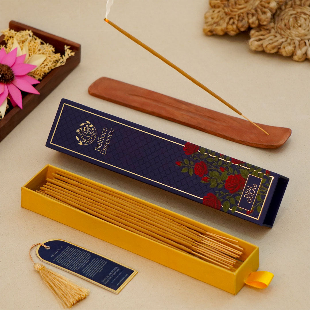 Belfiore Essence Premium Desi Gulab Incense Stick With Free Wooden Stand & bookmark Inside HOB Stores India Pvt. Ltd.