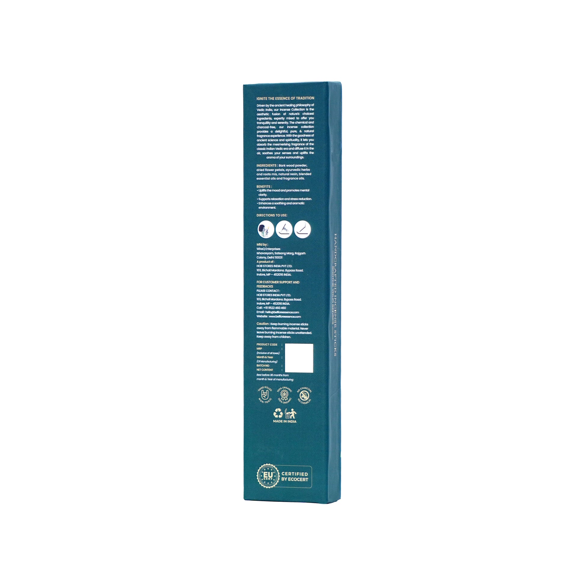 Belfiore Essence Premium Tulsi 35 Incense Stick With Free Wooden Stand & bookmark Inside belfioreessence